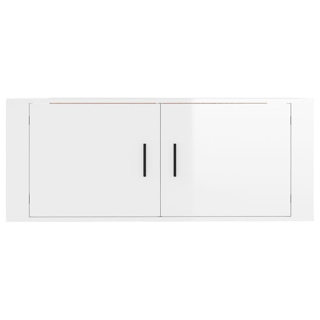 Meuble TV mural Blanc brillant 100x34,5x40 cm