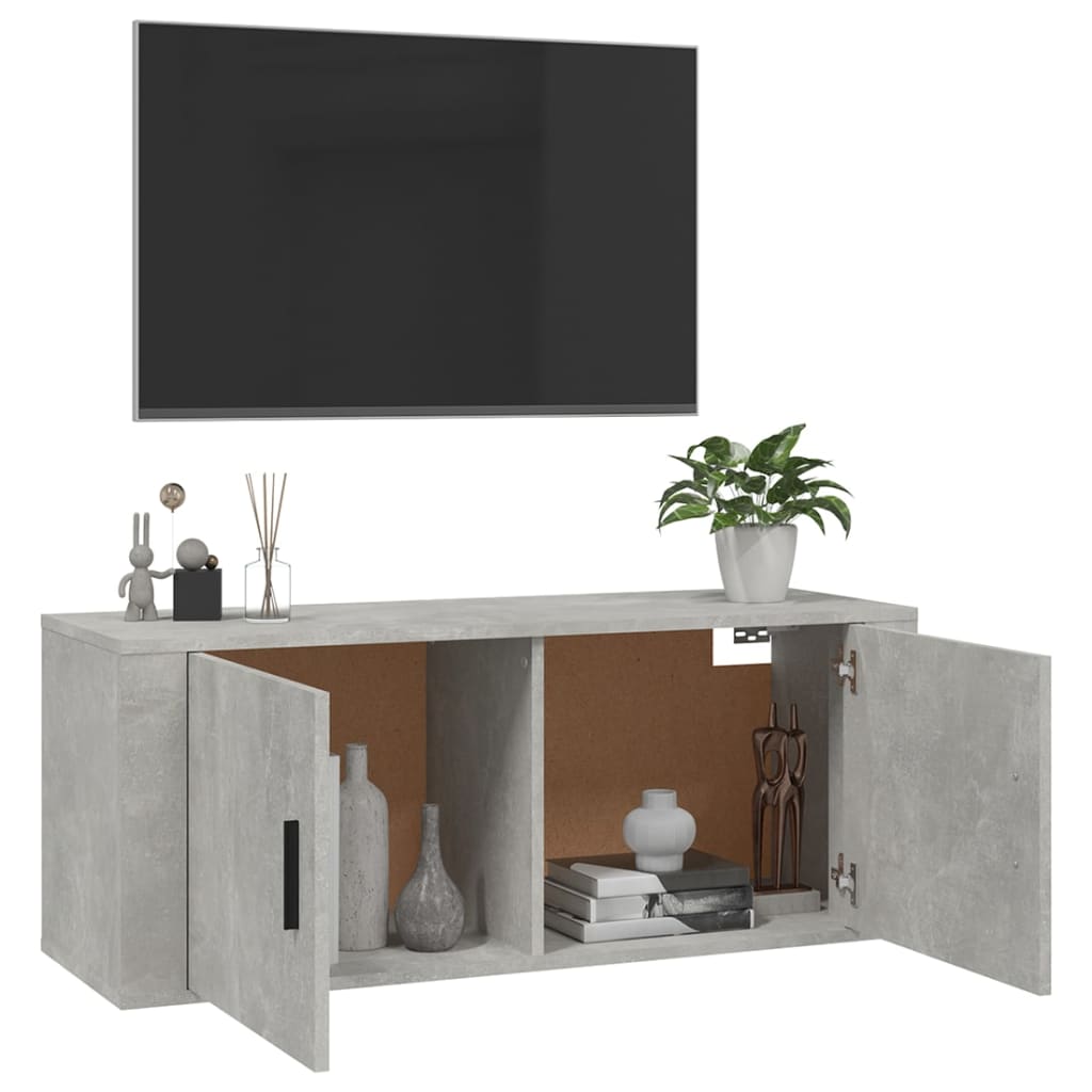 Meuble TV mural Gris béton 100x34,5x40 cm