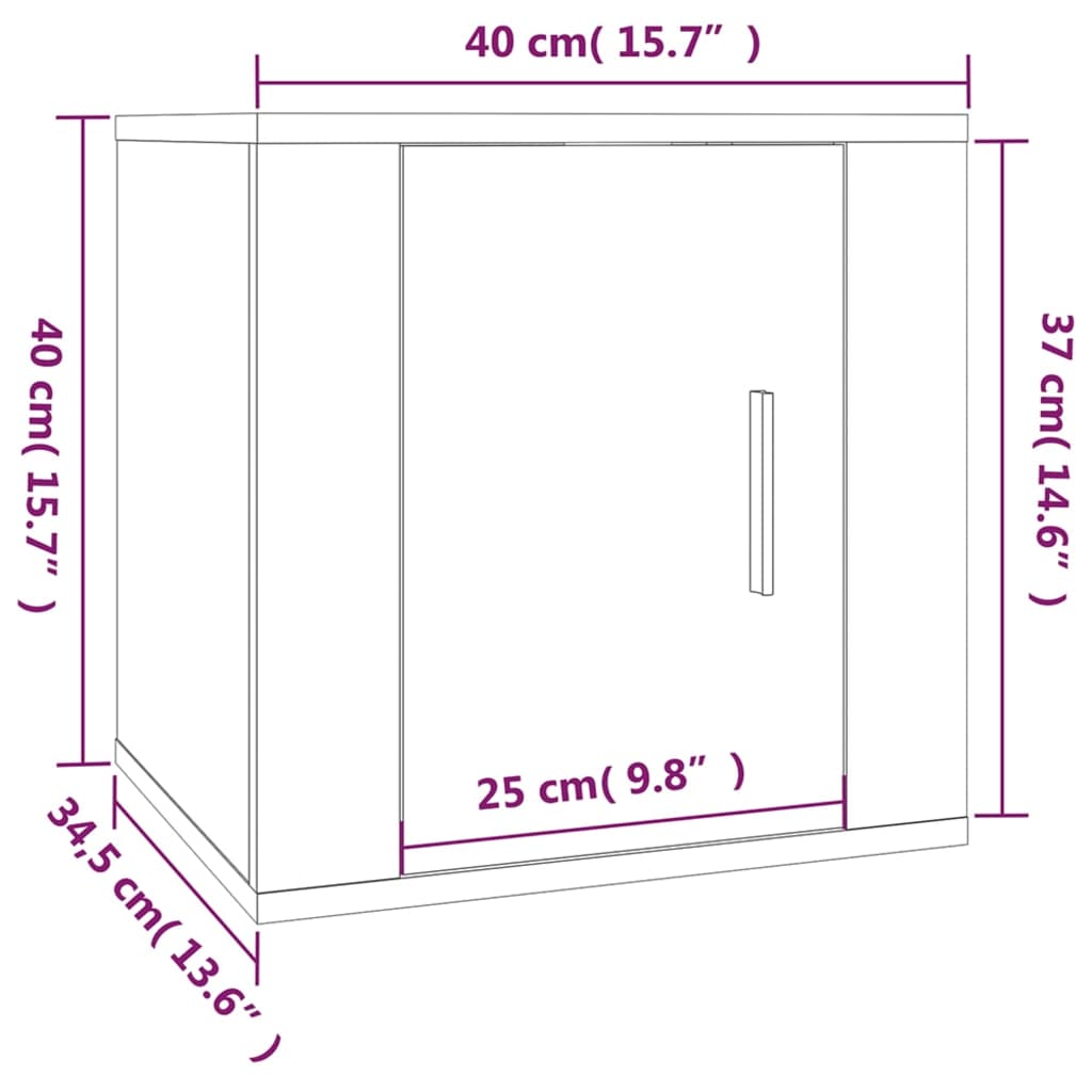 Meuble TV mural Chêne fumé 40x34,5x40 cm