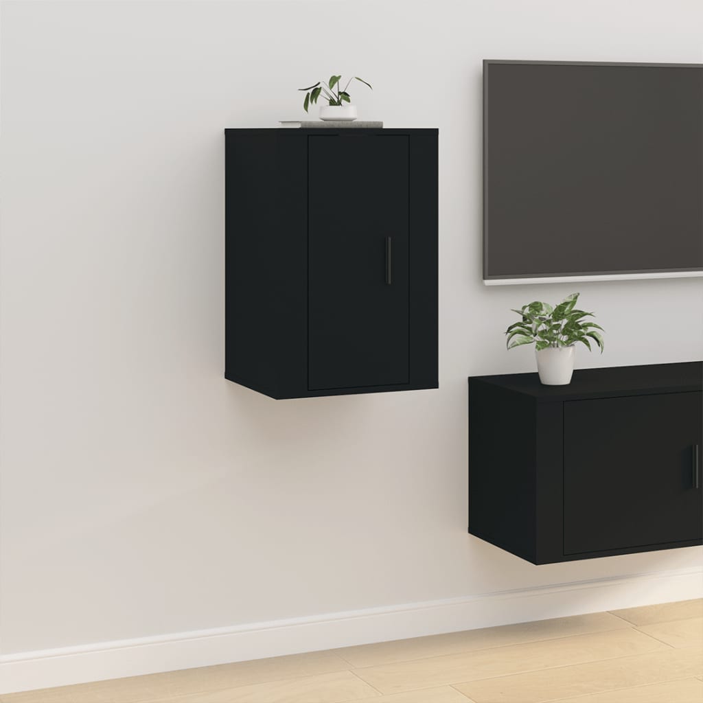 Meubles TV muraux 2 pcs Noir 40x34,5x60 cm