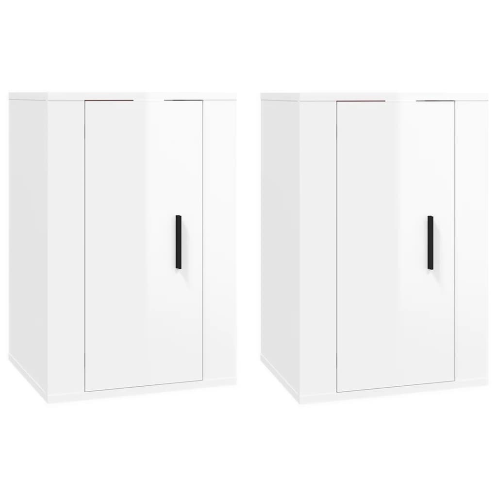 Meubles TV muraux 2 pcs Blanc brillant 40x34,5x60 cm