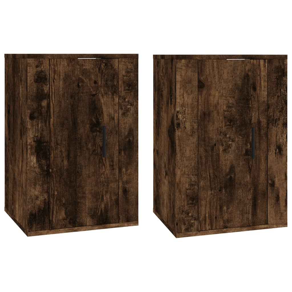 2 pcs Wall mounted TV cabinets Smoked oak 40x34.5x60 cm