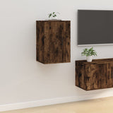 2 pcs Wall mounted TV cabinets Smoked oak 40x34.5x60 cm