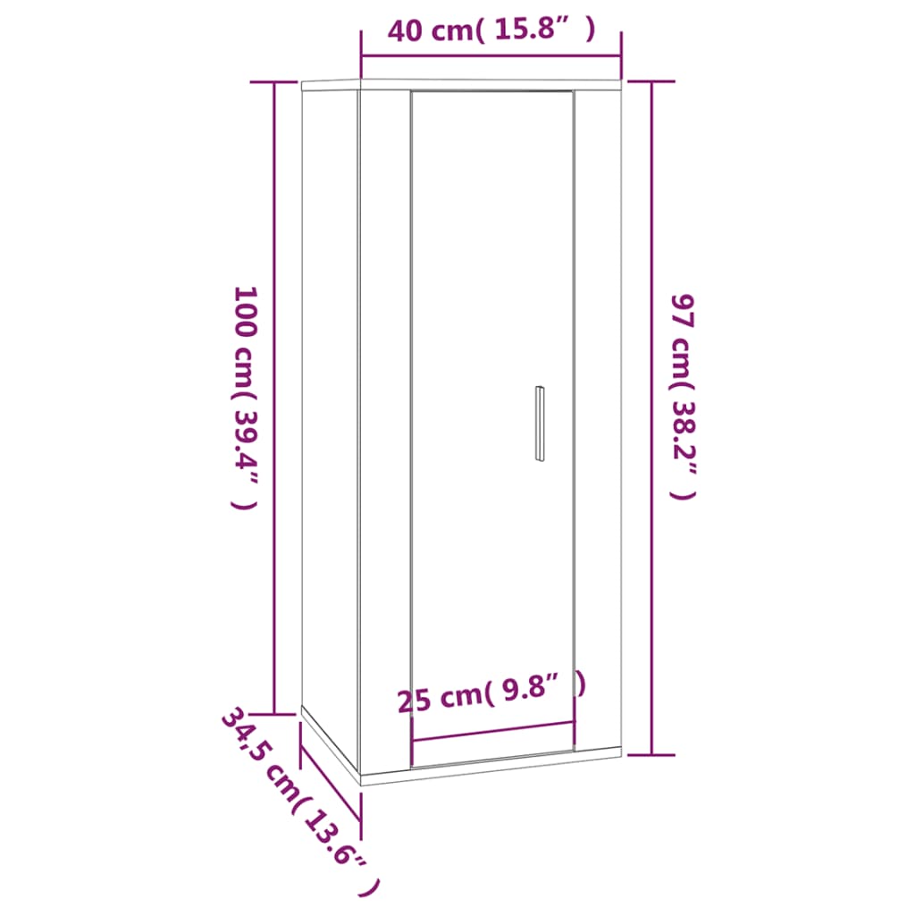 Meuble TV mural Blanc brillant 40x34,5x100 cm