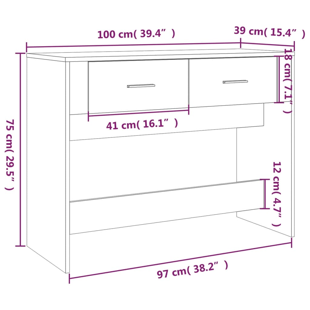 Table console Blanc 100x39x75 cm Bois d'ingénierie