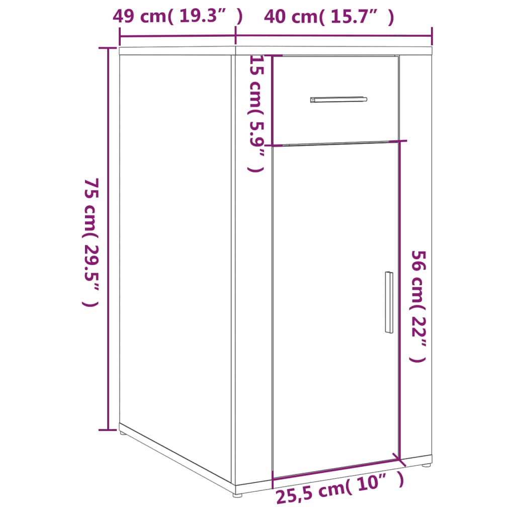 Armoire de bureau Chêne marron 40x49x75 cm Bois d'ingénierie