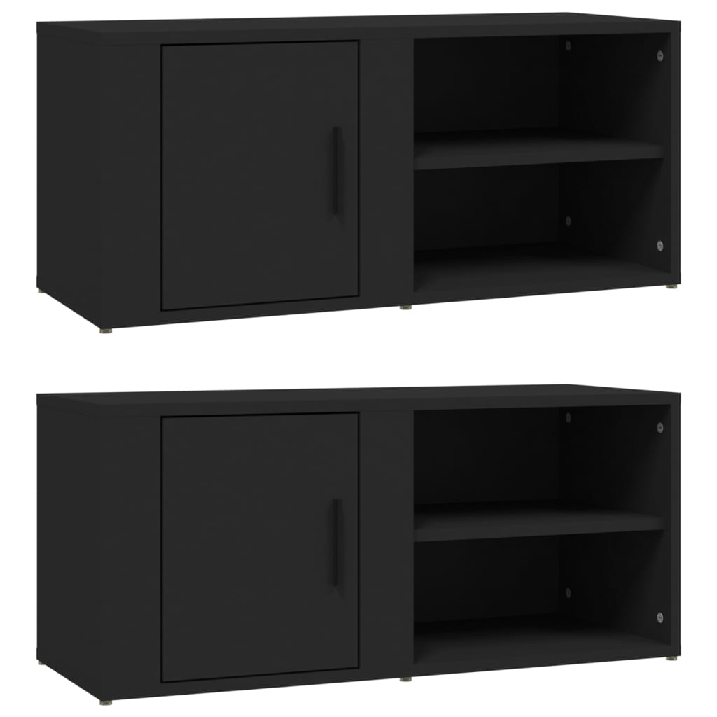 Meubles TV 2 pcs Noir 80x31,5x36 cm Bois d'ingénierie