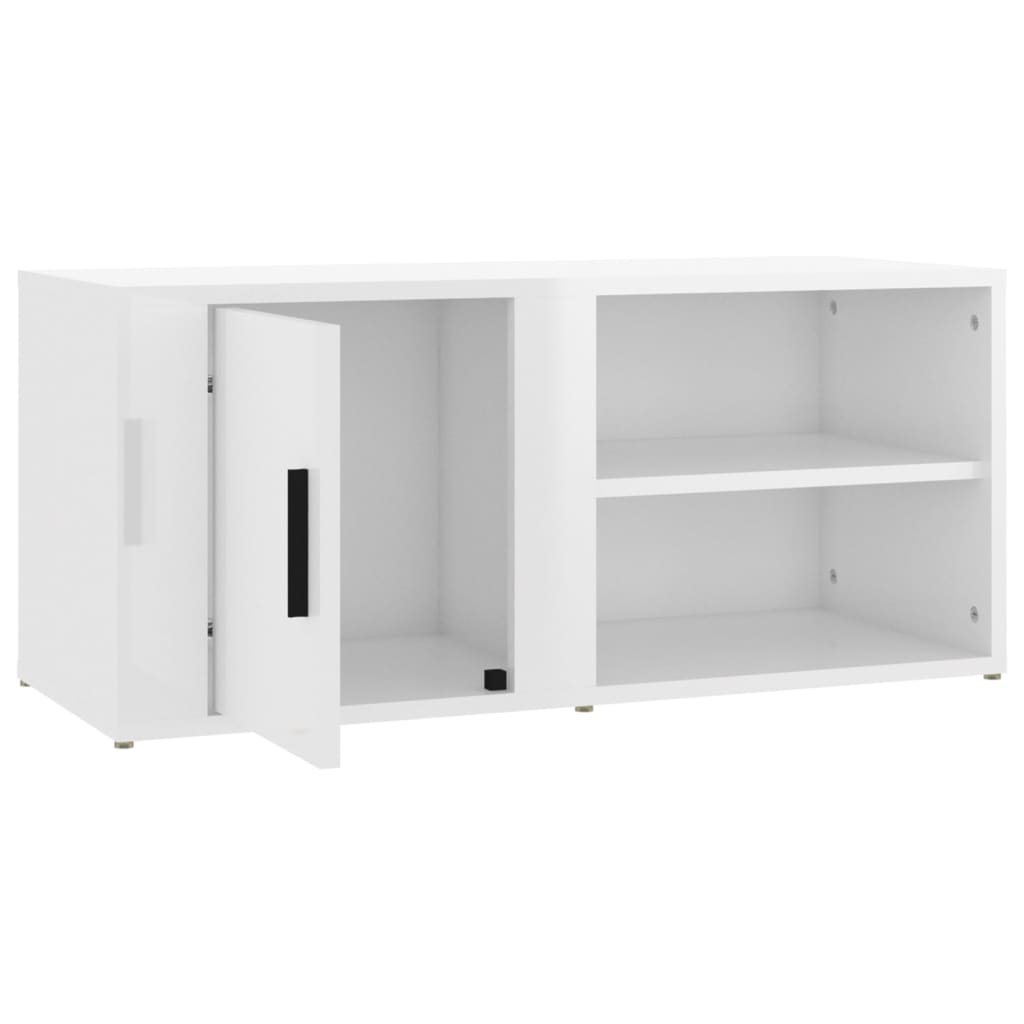 Meuble TV Blanc brillant 80x31,5x36 cm Bois d'ingénierie