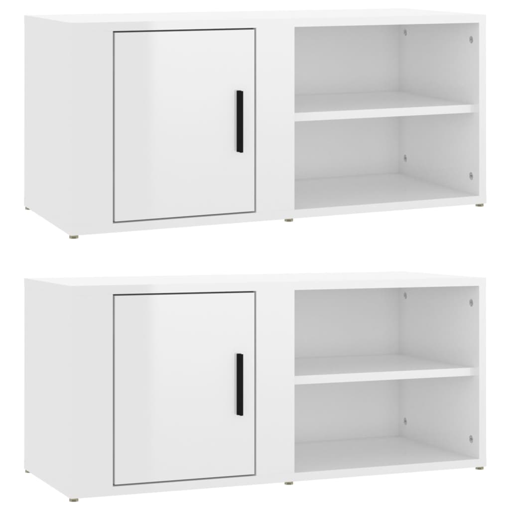 Meubles TV 2 pcs Blanc brillant 80x31,5x36 cm Bois d'ingénierie