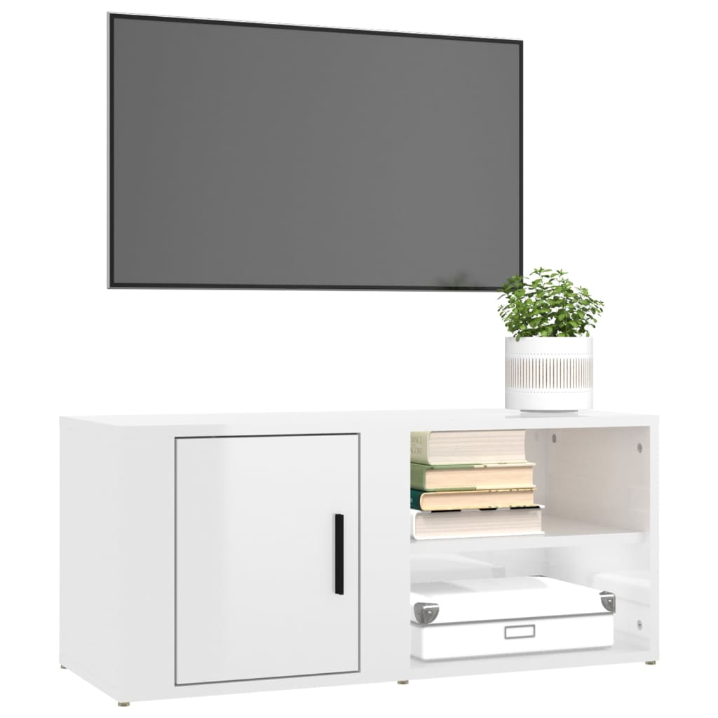 Meubles TV 2 pcs Blanc brillant 80x31,5x36 cm Bois d'ingénierie