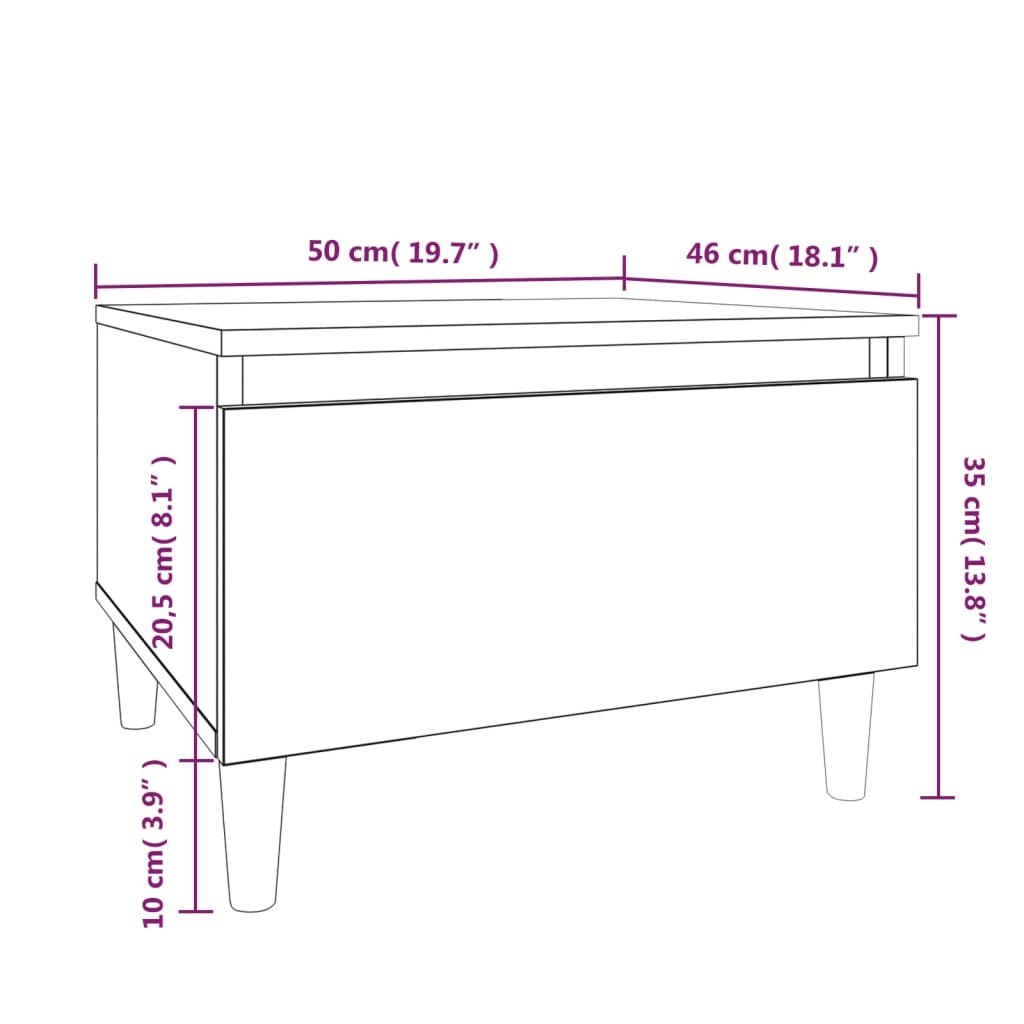 Table d'appoint Noir 50x46x35 cm Bois d'ingénierie