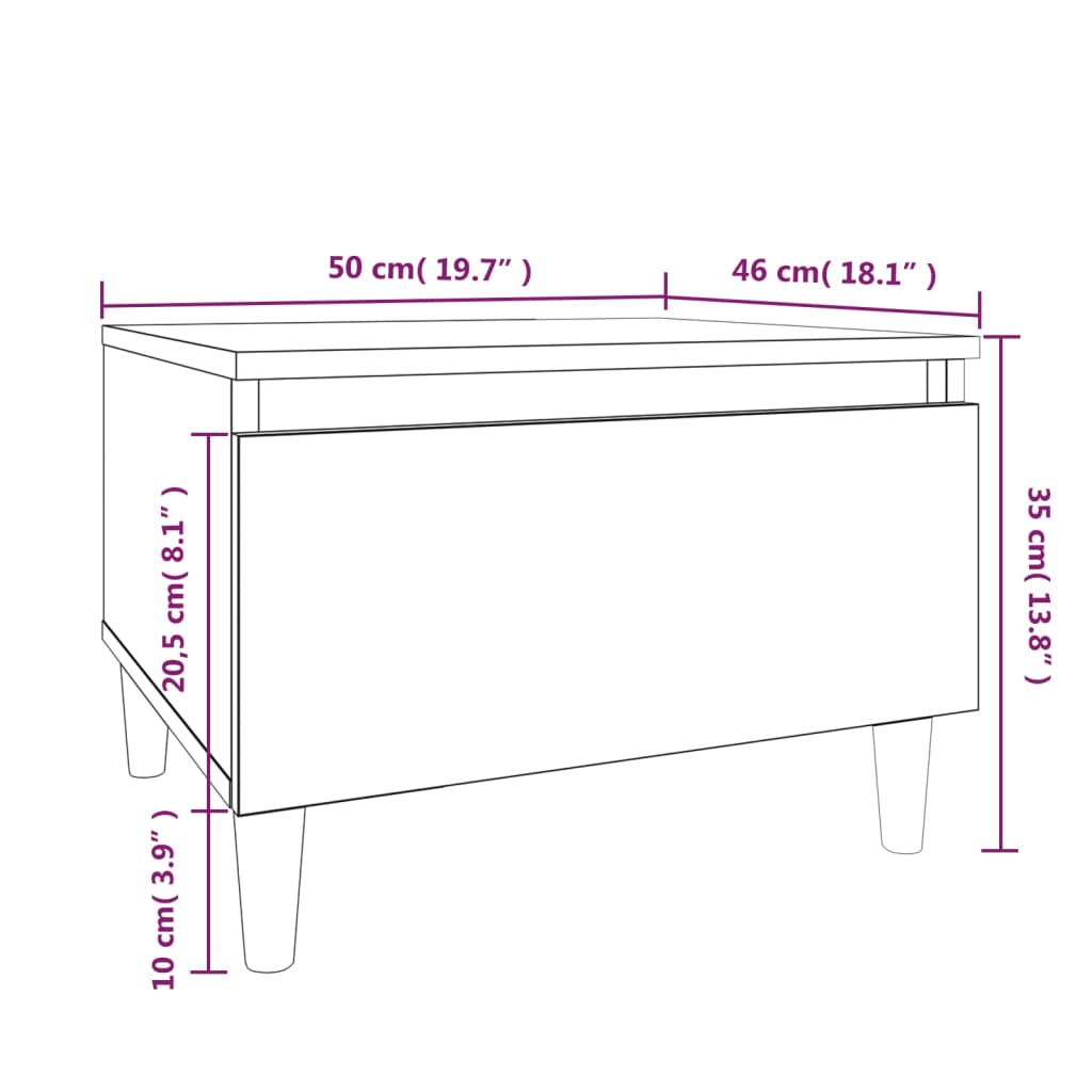 Table d'appoint Blanc brillant 50x46x35 cm Bois d'ingénierie