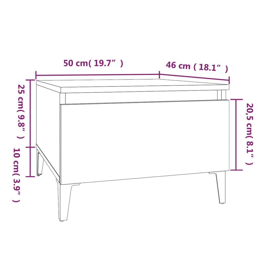 Table d'appoint Blanc 50x46x35 cm Bois d'ingénierie