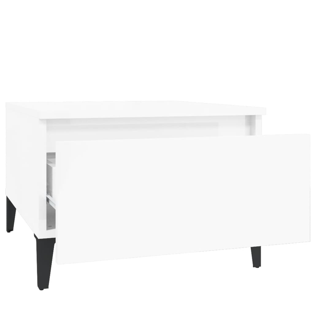 Tables d'appoint 2pcs Blanc brillant 50x46x35cm Bois ingénierie