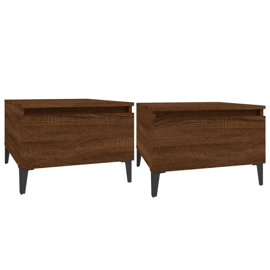 Side tables 2 pcs Brown oak 50x46x35 cm Engineered wood