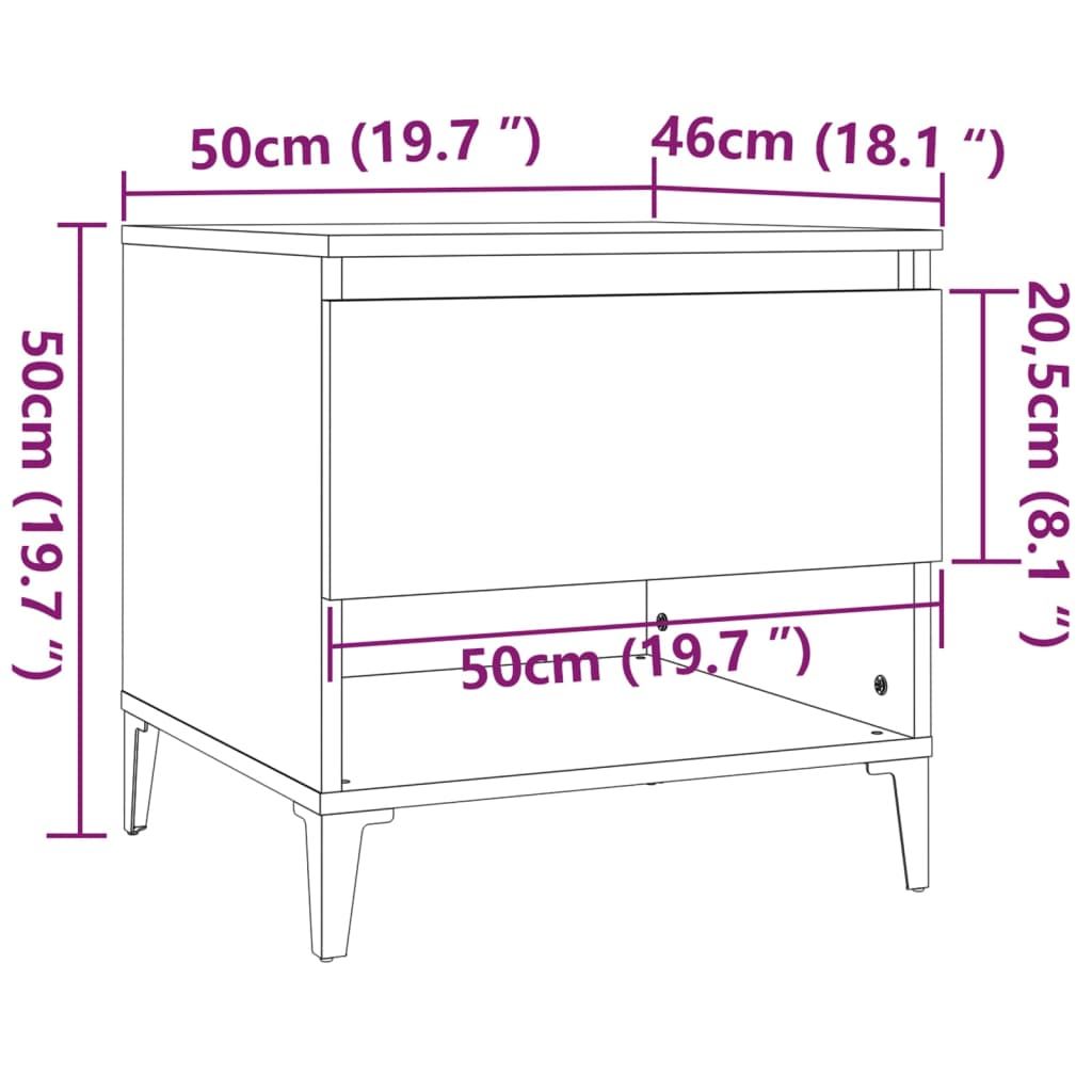 Side tables 2 pcs White 50x46x50 cm Engineered wood