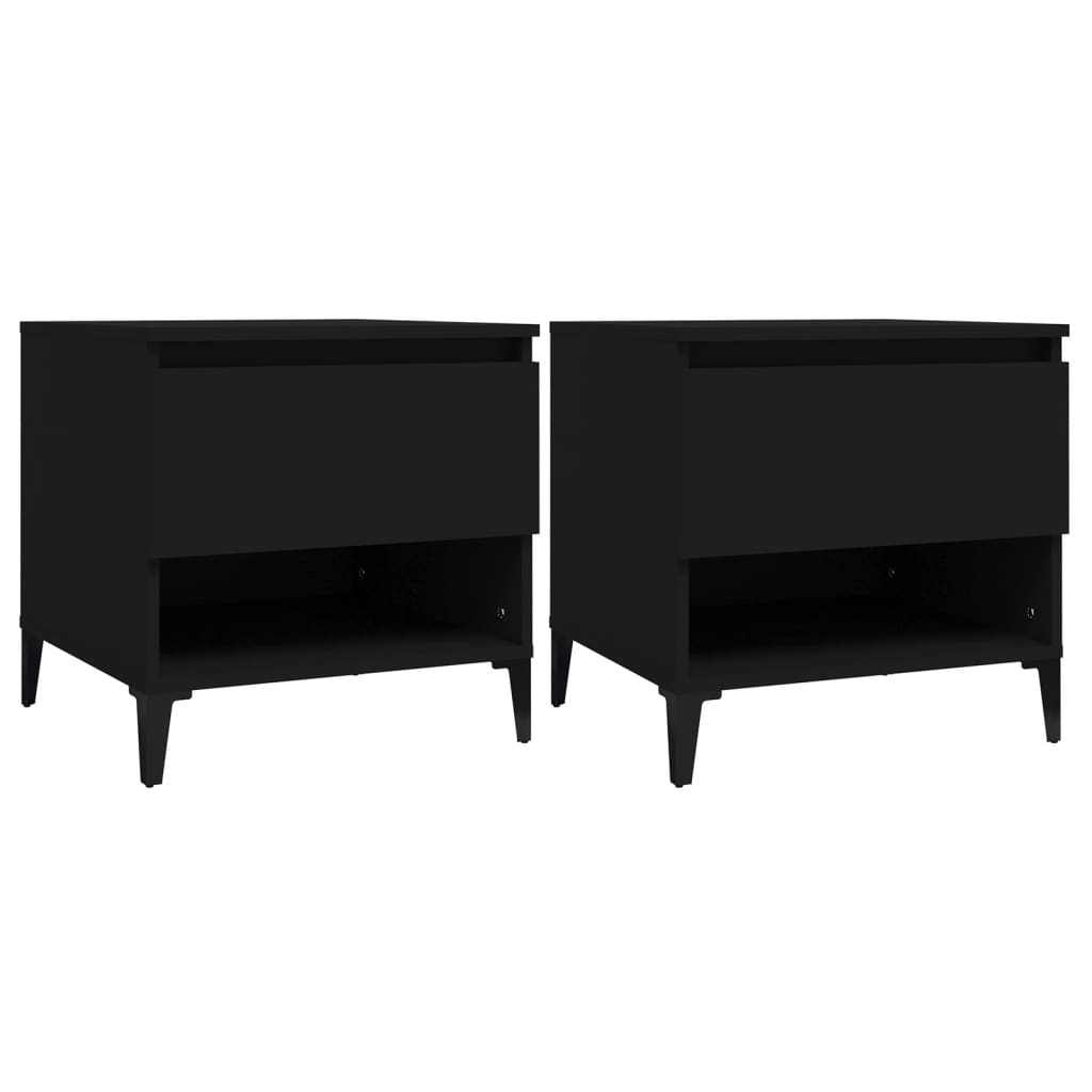 Side tables 2 pcs Black 50x46x50 cm Engineered wood