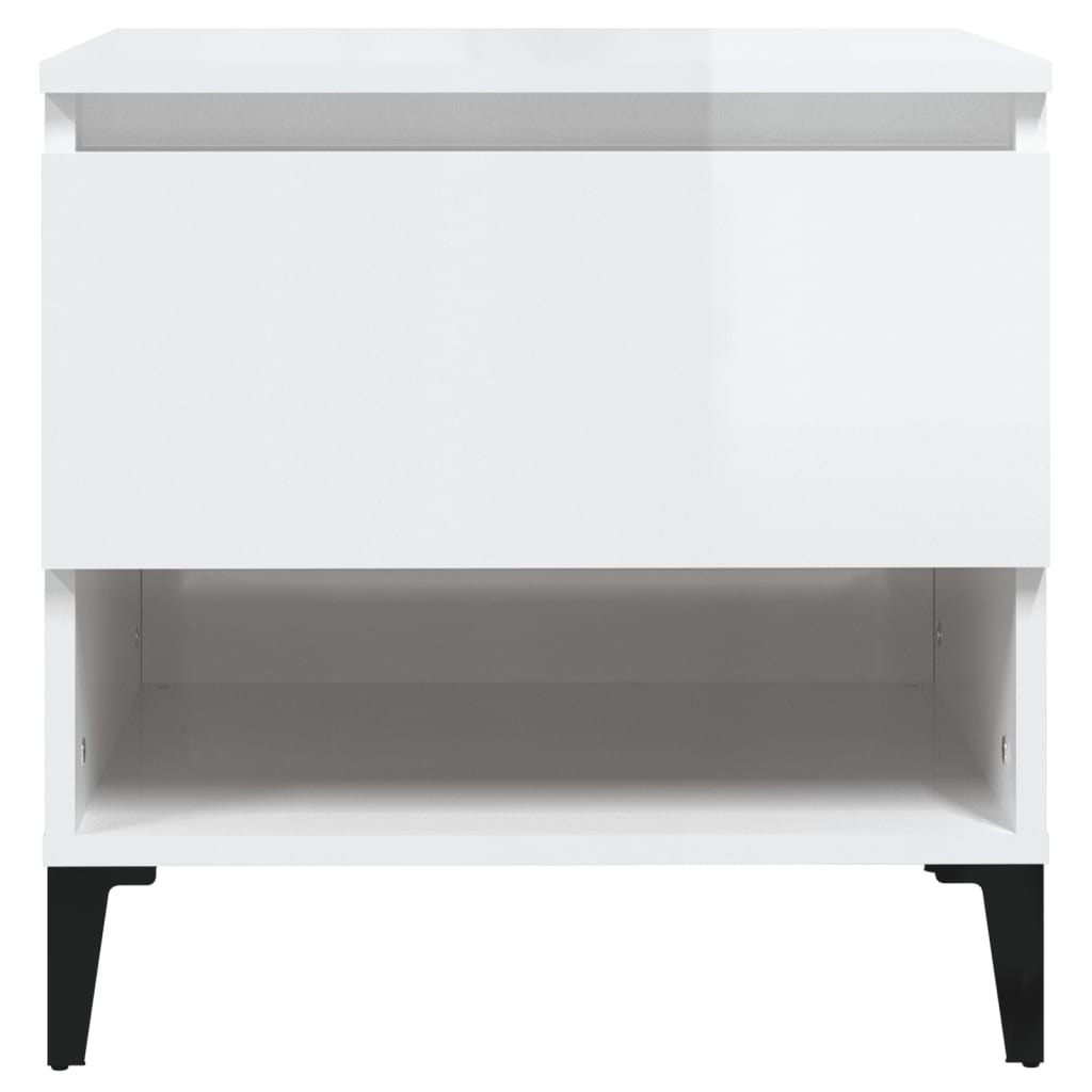 Side table Glossy white 50x46x50 cm Engineered wood