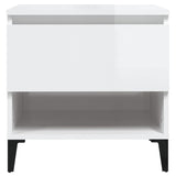 Side table Glossy white 50x46x50 cm Engineered wood