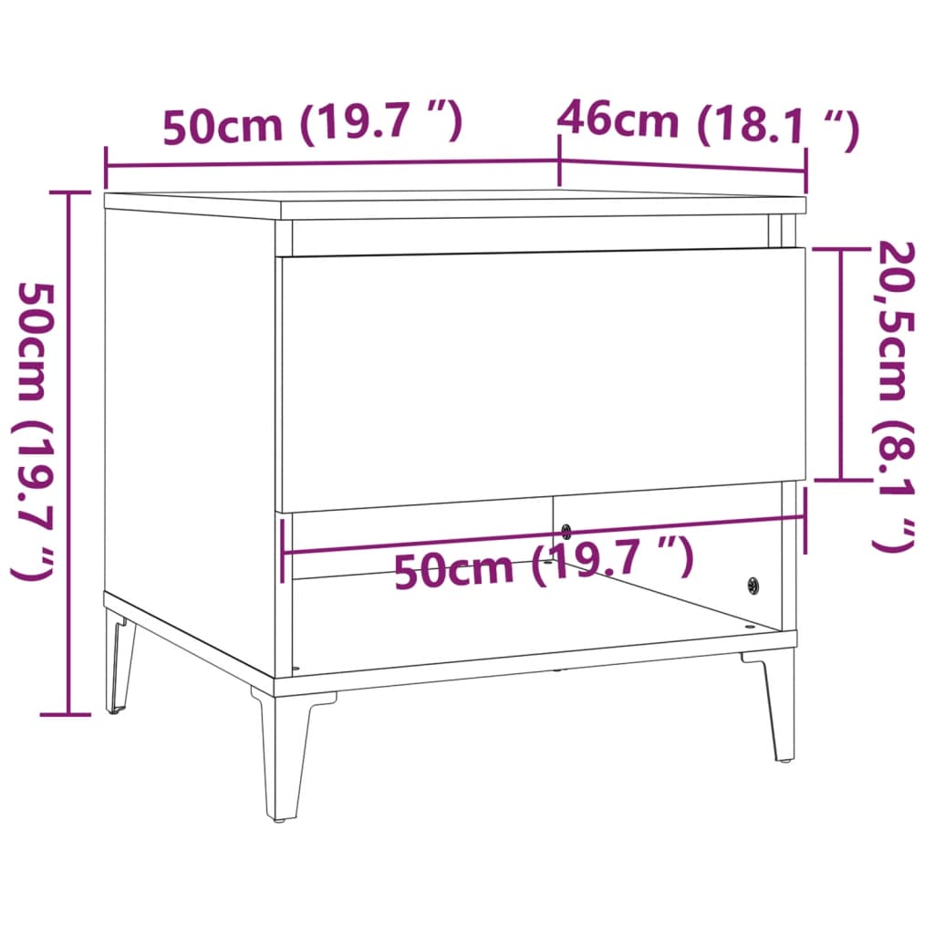 Side table Glossy white 50x46x50 cm Engineered wood