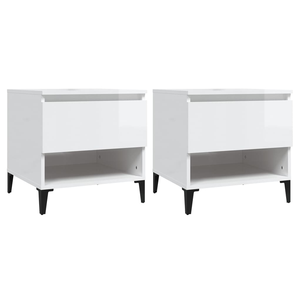 Side tables 2pcs Glossy white 50x46x50cm Engineered wood