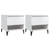 Side tables 2pcs Glossy white 50x46x50cm Engineered wood