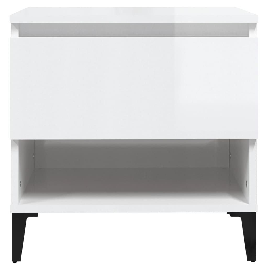 Side tables 2pcs Glossy white 50x46x50cm Engineered wood