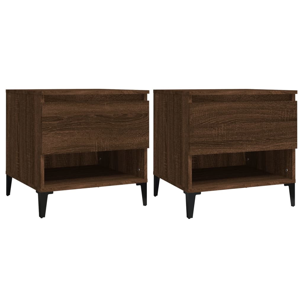 Side tables 2 pcs Brown oak 50x46x50 cm Engineered wood