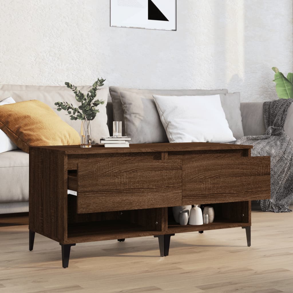 Side tables 2 pcs Brown oak 50x46x50 cm Engineered wood