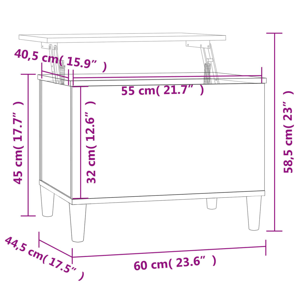 Table basse Chêne fumé 60x44,5x45 cm Bois d'ingénierie