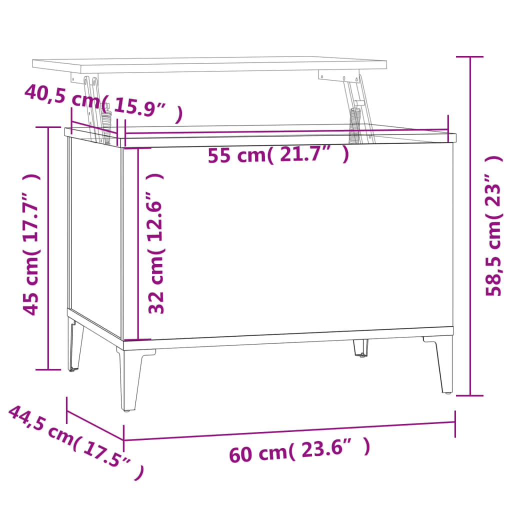 Table basse Blanc 60x44,5x45 cm Bois d'ingénierie