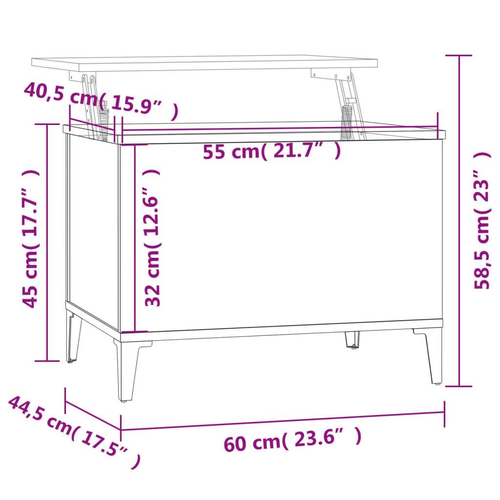 Table basse Blanc brillant 60x44,5x45 cm Bois d'ingénierie