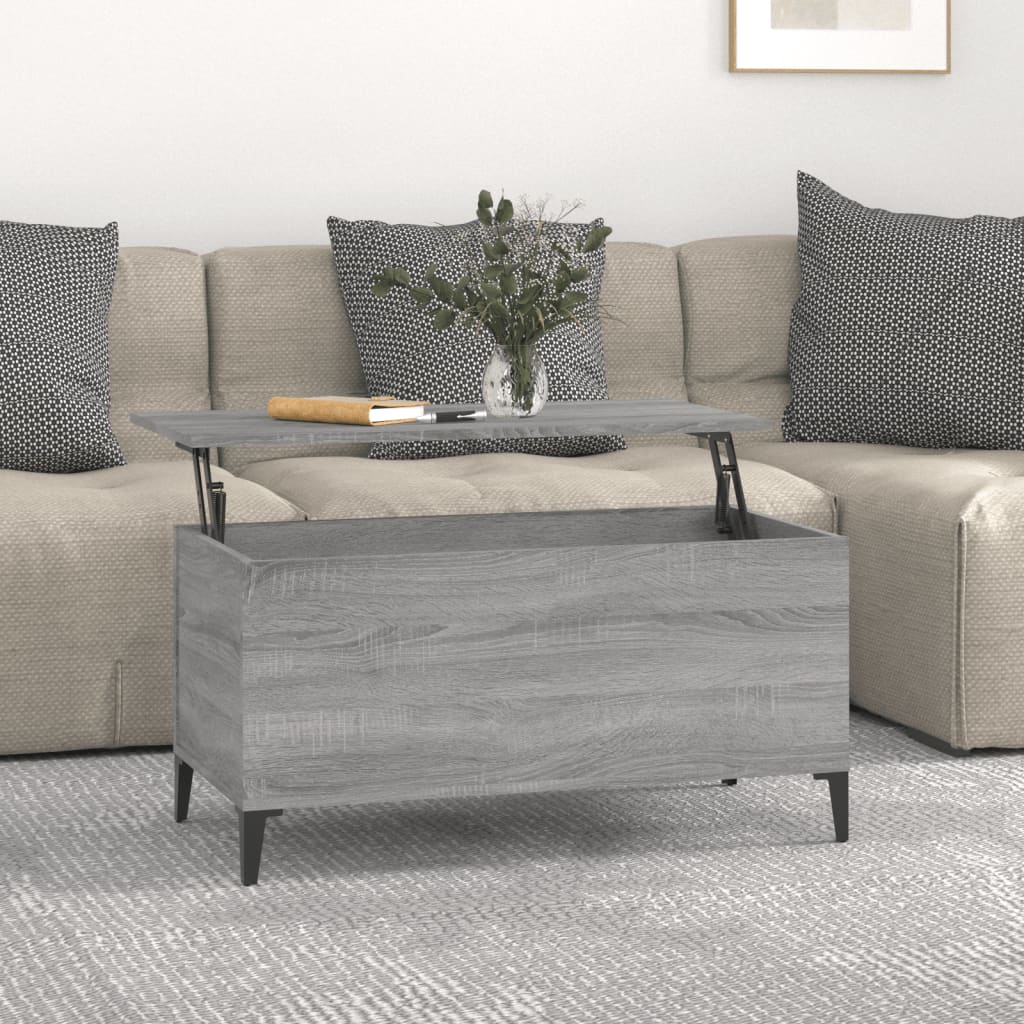 Sonoma grauer Couchtisch 90x44,5x45 cm Holzwerkstoff