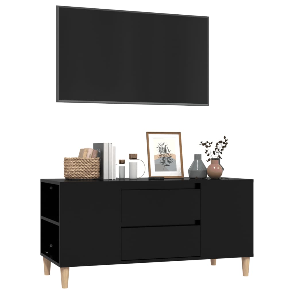 Meuble TV Noir 102x44,5x50 cm Bois d'ingénierie