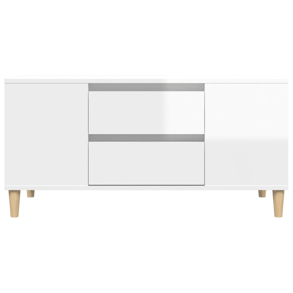 Meuble TV Blanc brillant 102x44,5x50 cm Bois d'ingénierie