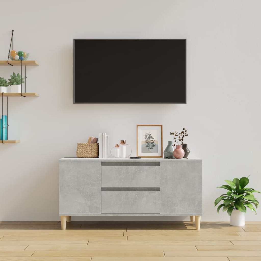 Meuble TV Gris béton 102x44,5x50 cm Bois d'ingénierie