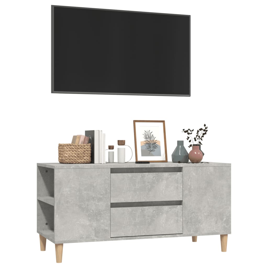 Meuble TV Gris béton 102x44,5x50 cm Bois d'ingénierie