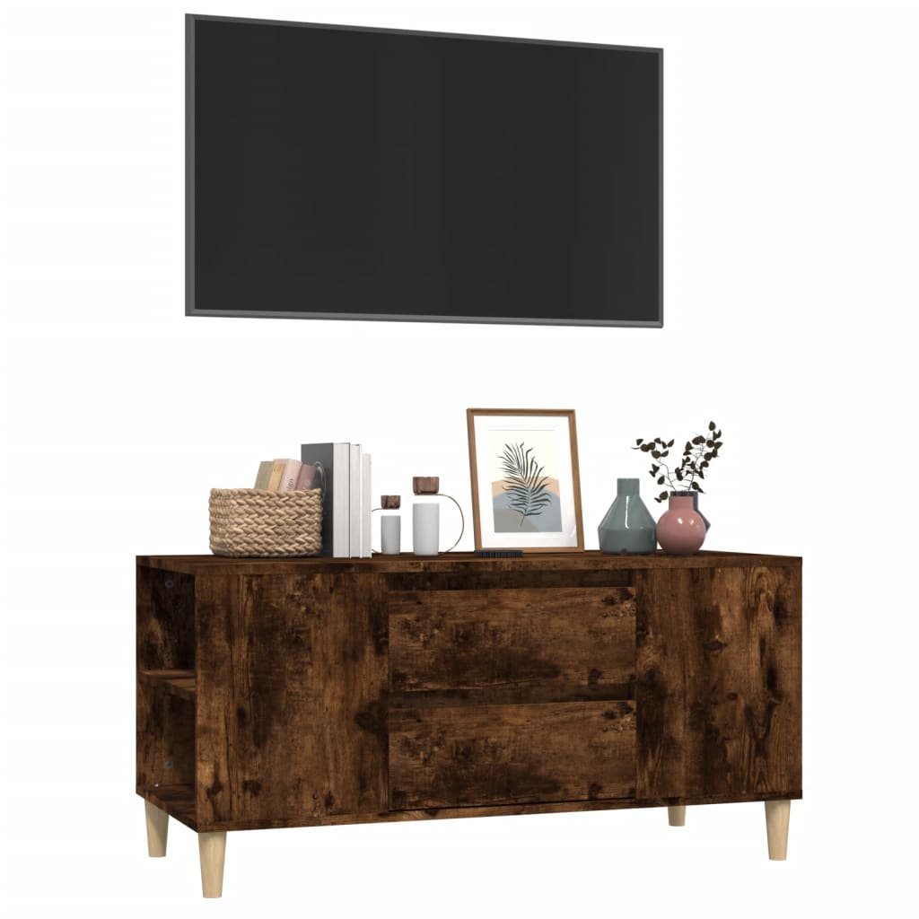 Meuble TV Chêne fumé 102x44,5x50 cm Bois d'ingénierie