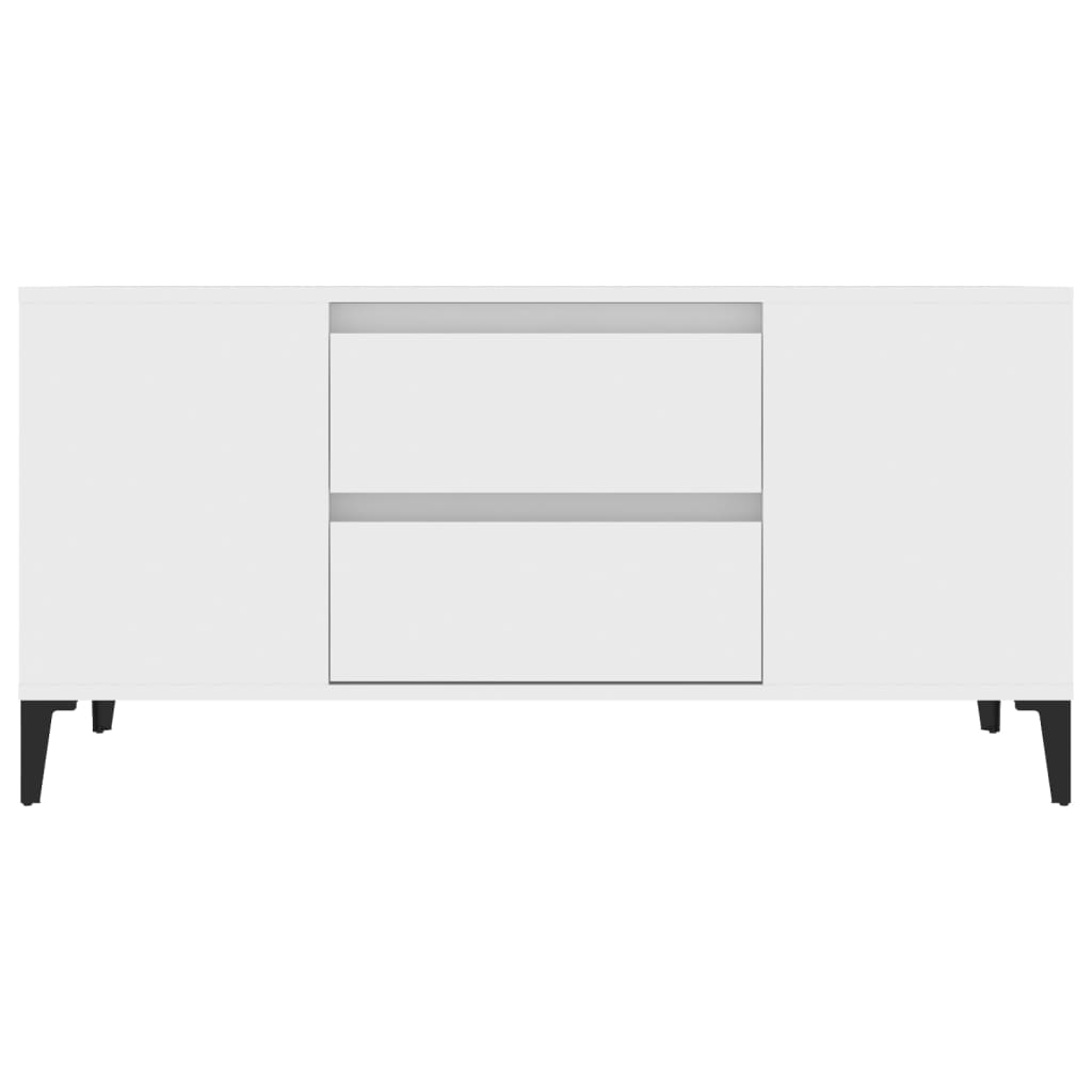 Meuble TV Blanc 102x44,5x50 cm Bois d'ingénierie