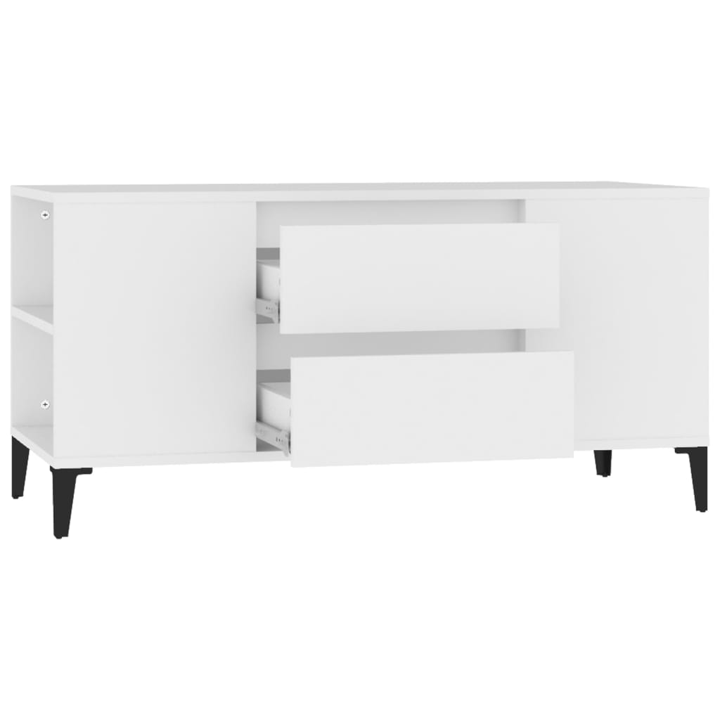 Meuble TV Blanc 102x44,5x50 cm Bois d'ingénierie