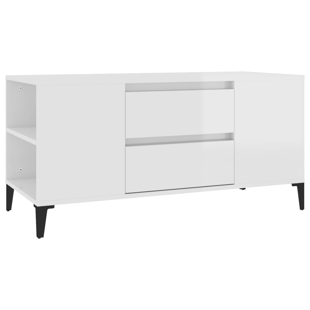 Meuble TV Blanc brillant 102x44,5x50 cm Bois d'ingénierie