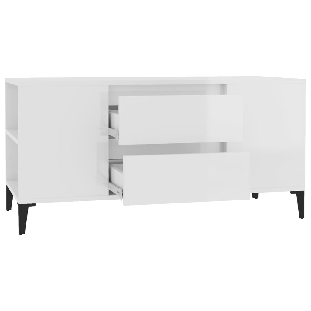 Meuble TV Blanc brillant 102x44,5x50 cm Bois d'ingénierie