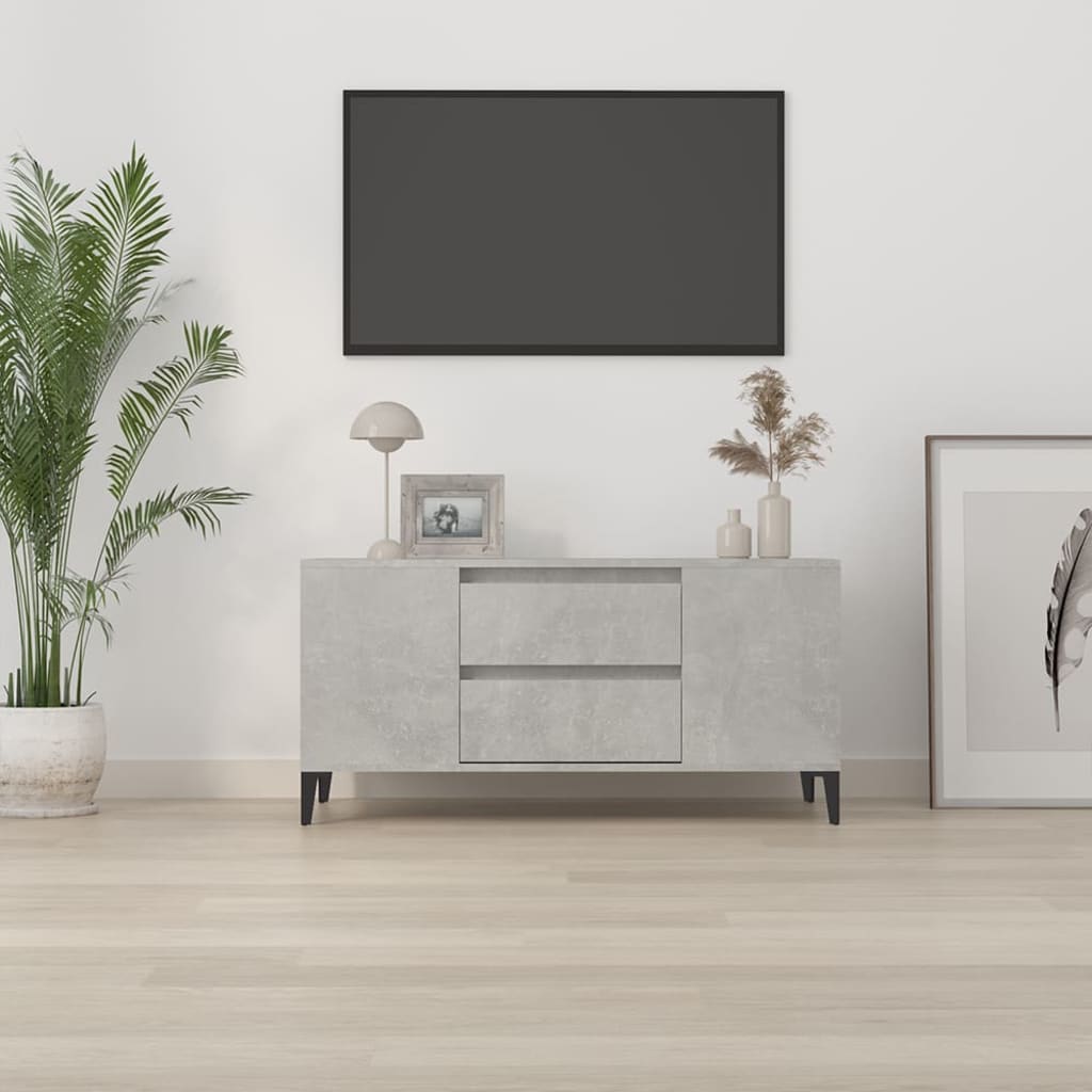 Meuble TV Gris béton 102x44,5x50 cm Bois d'ingénierie