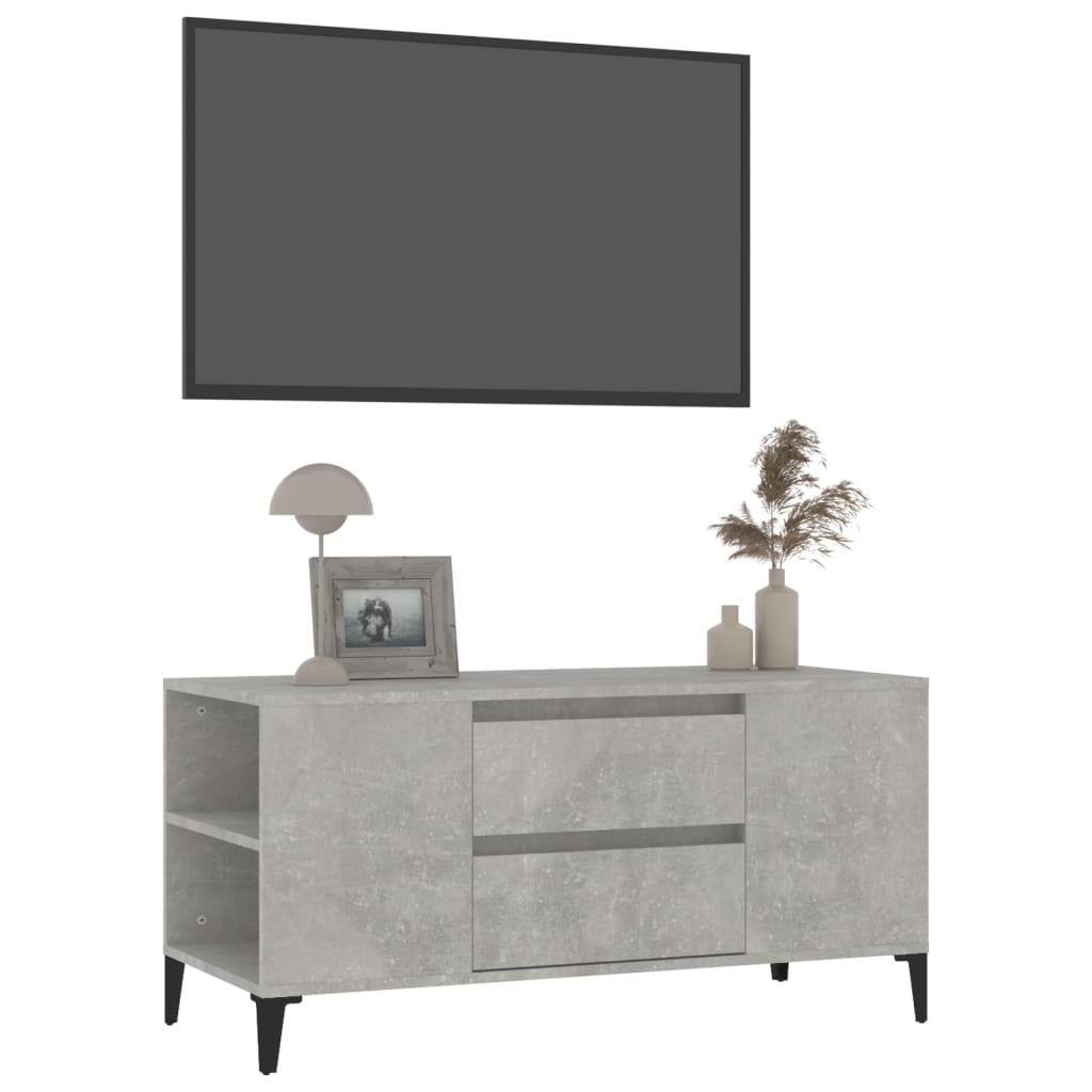 Meuble TV Gris béton 102x44,5x50 cm Bois d'ingénierie