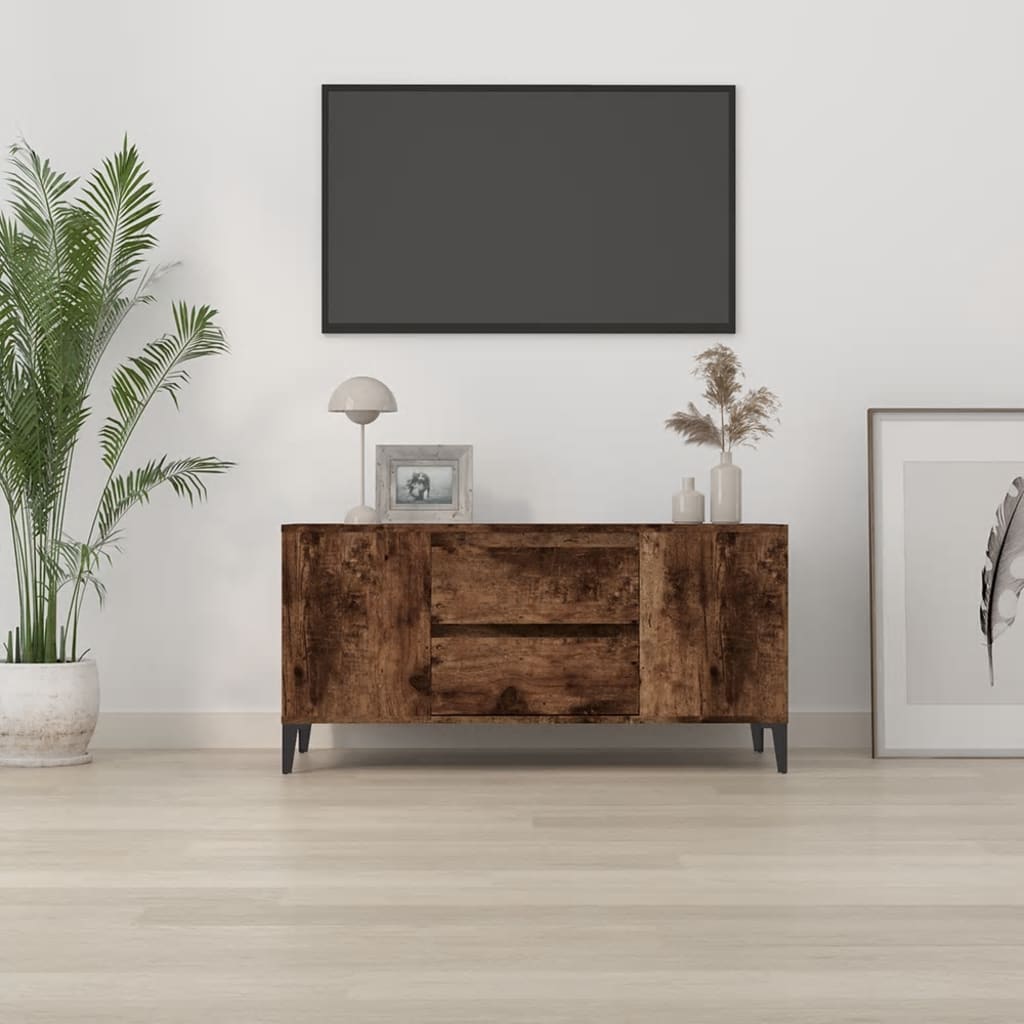 TV cabinet Smoked oak 102x44.5x50 cm Engineered wood