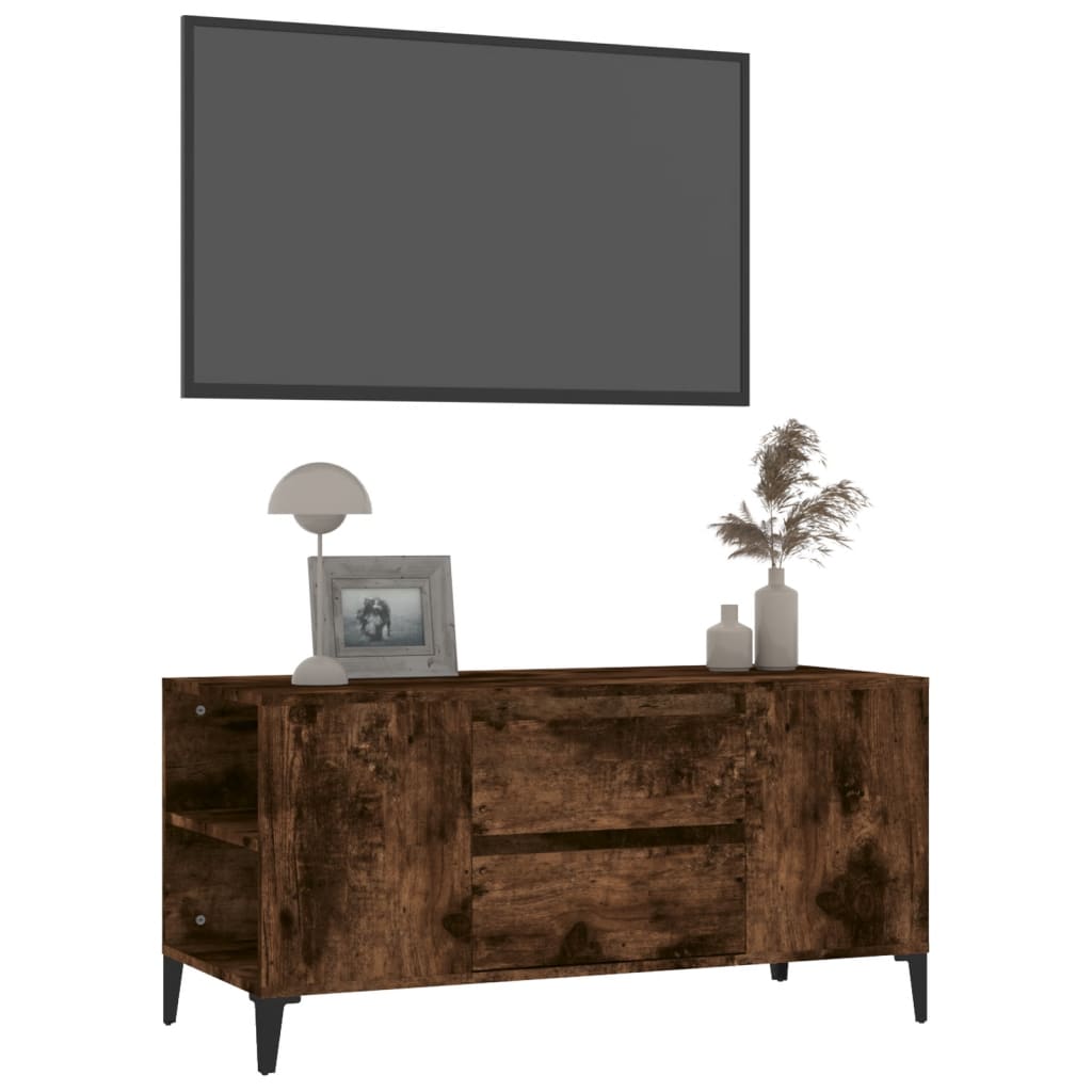 Meuble TV Chêne fumé 102x44,5x50 cm Bois d'ingénierie