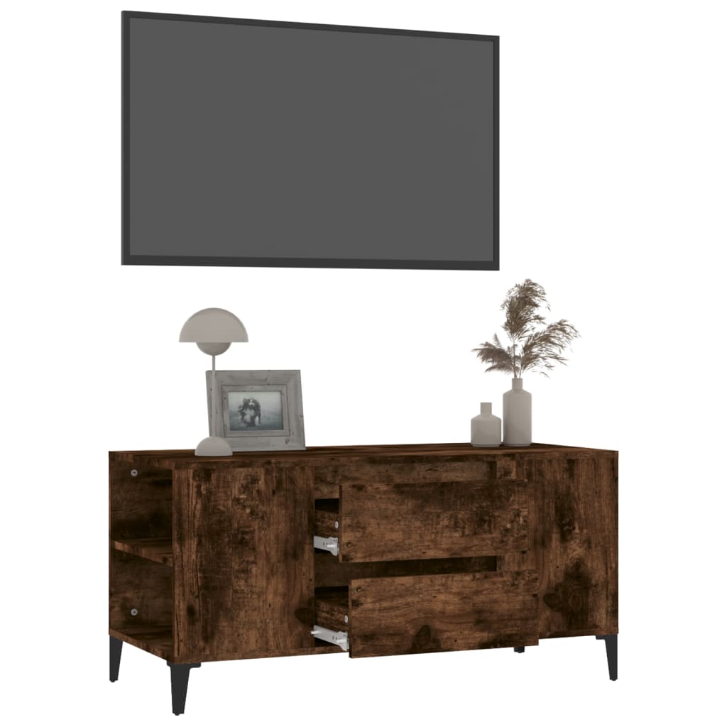 Meuble TV Chêne fumé 102x44,5x50 cm Bois d'ingénierie