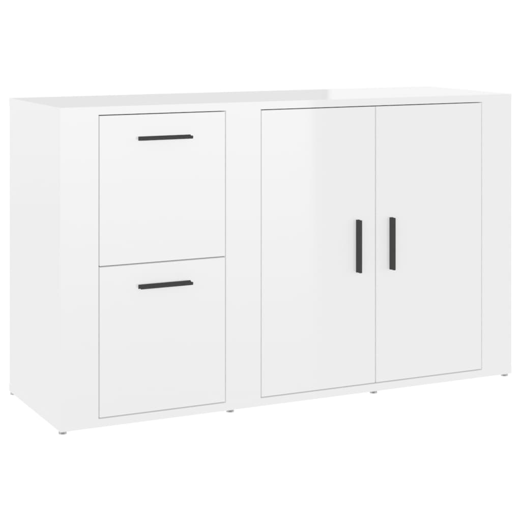 Buffet Blanc brillant 100x33x59,5 cm Bois d'ingénierie