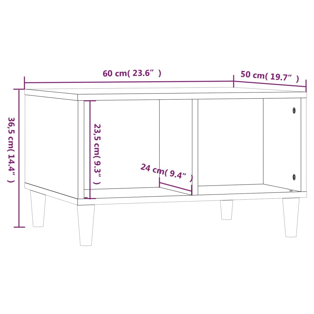 Coffee table Black 60x50x36.5 cm Engineered wood