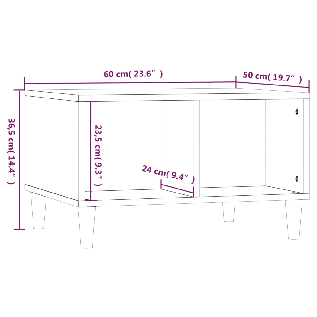 Table basse Chêne fumé 60x50x36,5 cm Bois d'ingénierie